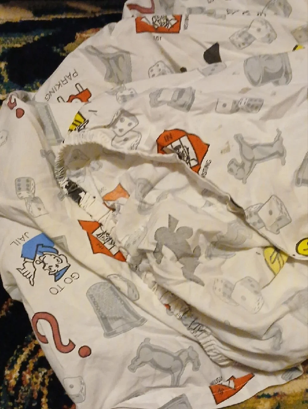 Monopoly Print White Bedding Cover with Game Icon Pattern
